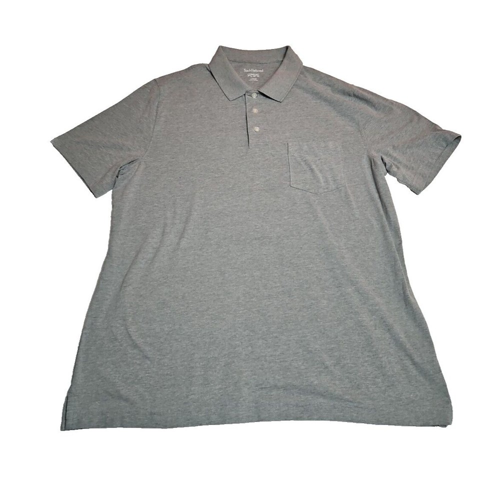 Saddlebred Shirt Large Grey Comfort Flex Short Sleeve Polo Casual Mens